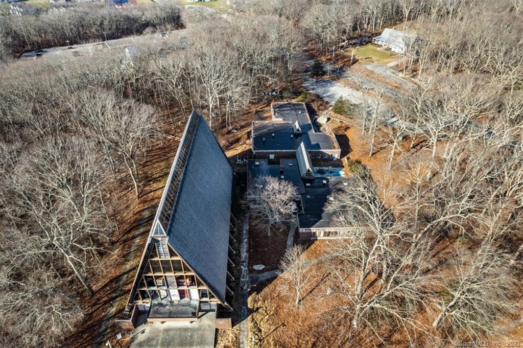Overhead view of the chapel and adjoining wings
